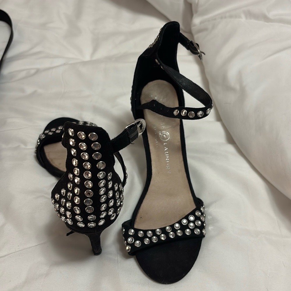 black and silver studded 3.5 inch heels Dillard’s